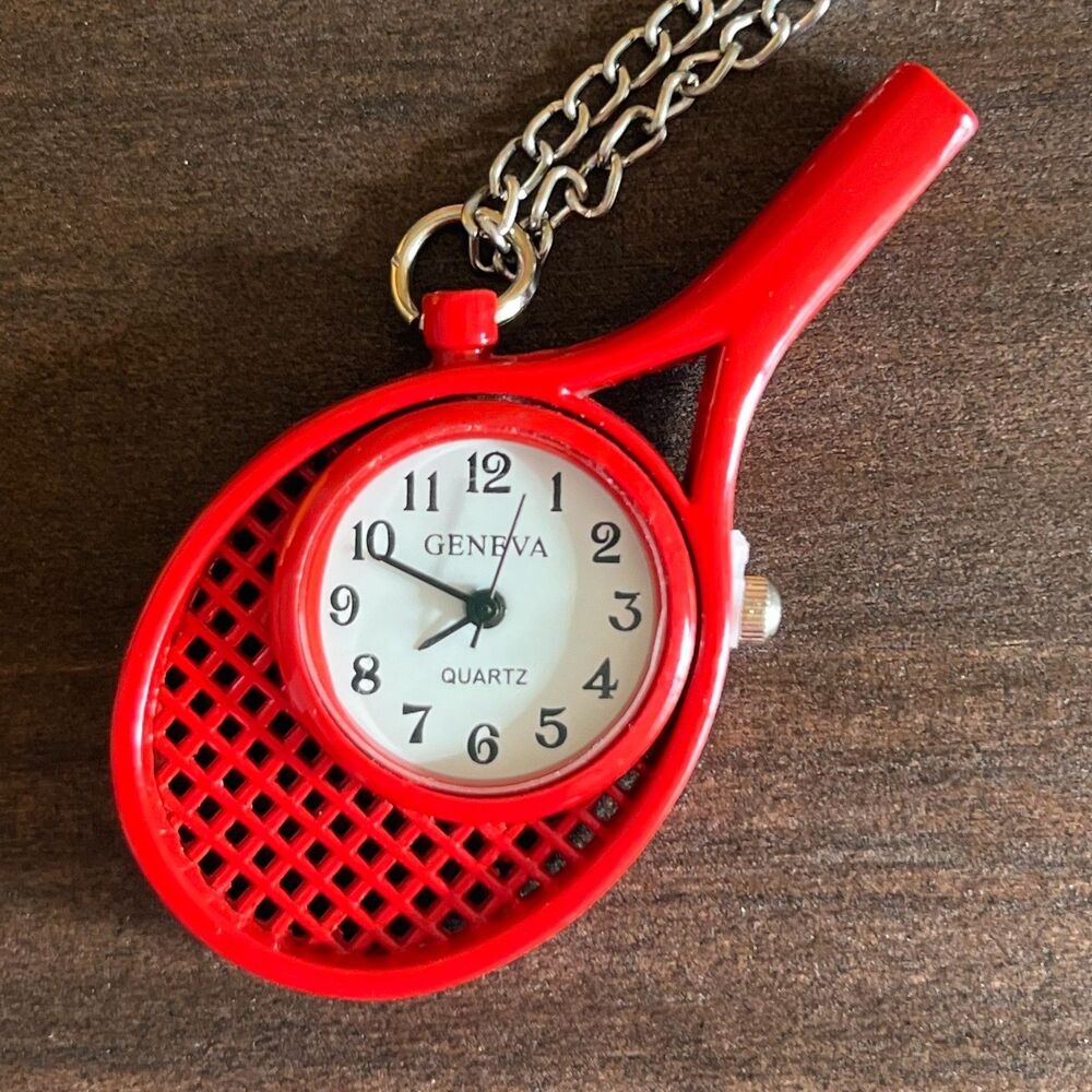 Vintage Geneva Red Tennis Racket Novelty Watch.